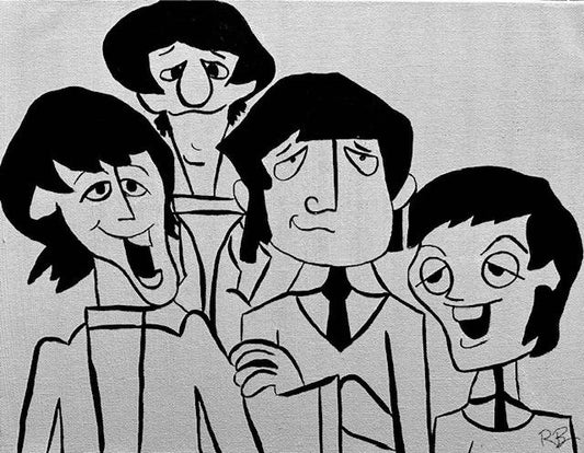 Top Four- Black and White Cartoon Version of THE BEATLES