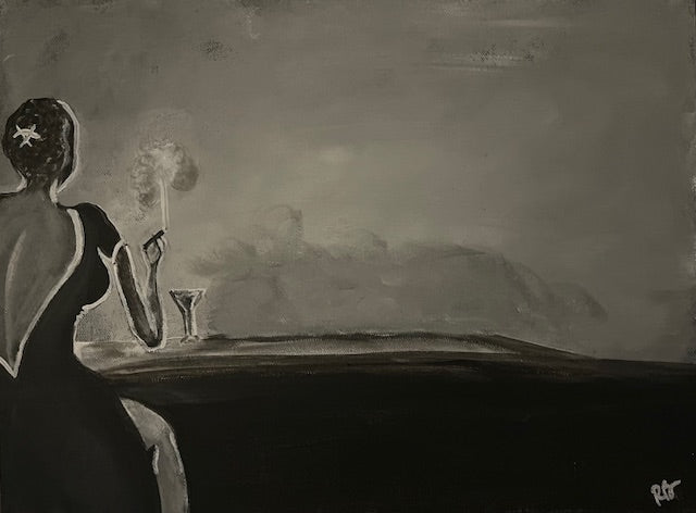 Ruby- Black and White Acrylic Painting