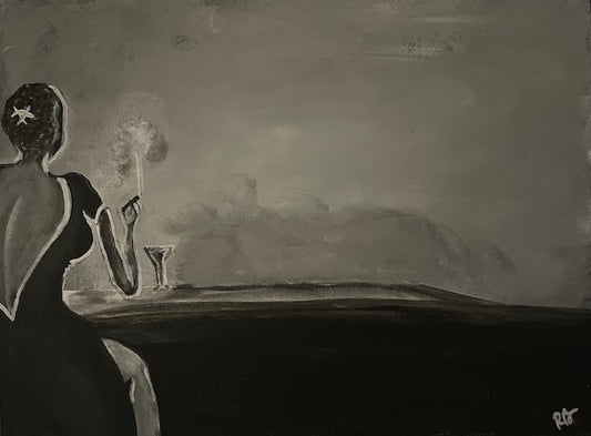 Ruby- Black and White Acrylic Painting